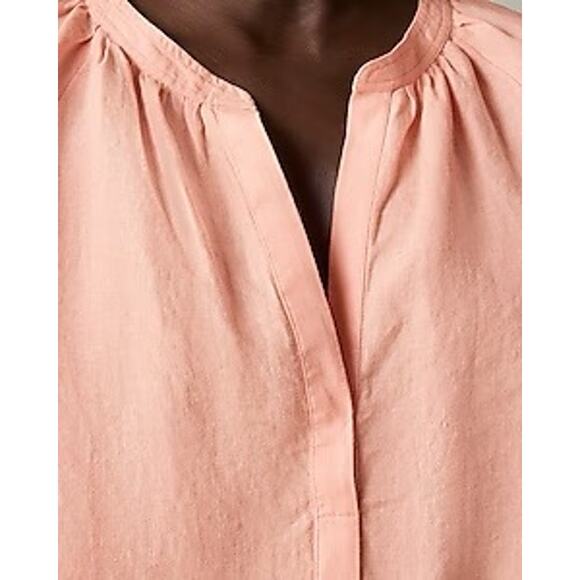 J. CREW Linen Cabana Long Sleeve Top in "Peach Clay" Pink Size Small - Picture 3 of 12